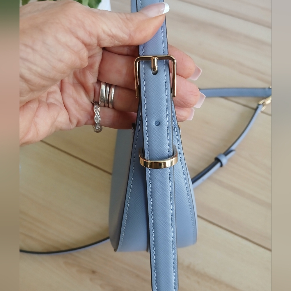 Kate Spade Madison Saffiano Leather Blue Crescent Shoulder/Crossbody Bag NWOT - Picture 9 of 12